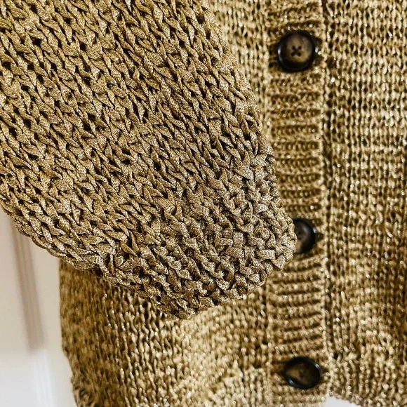 Tory Burch Gold Metallic Cardigan - Picture 5 of 6
